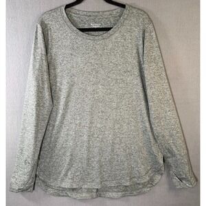 Athleta Women  Top Shirt Size XL Green Heather Crew Neck Long Sleeve Active
